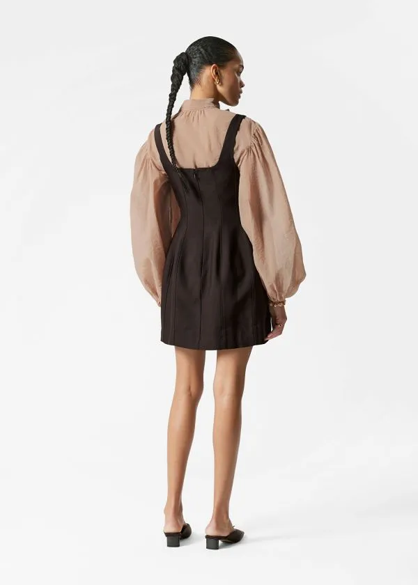 and Other Stories Corset Mini Dress Dark Brown Women Dresses