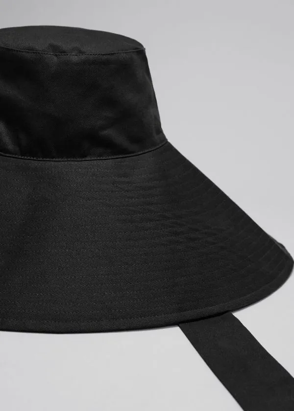 and Other Stories Cotton Canvas Sun Hat Black Women Headwear and Other Stories Cotton Canvas Sun Hat Black Women Headwear