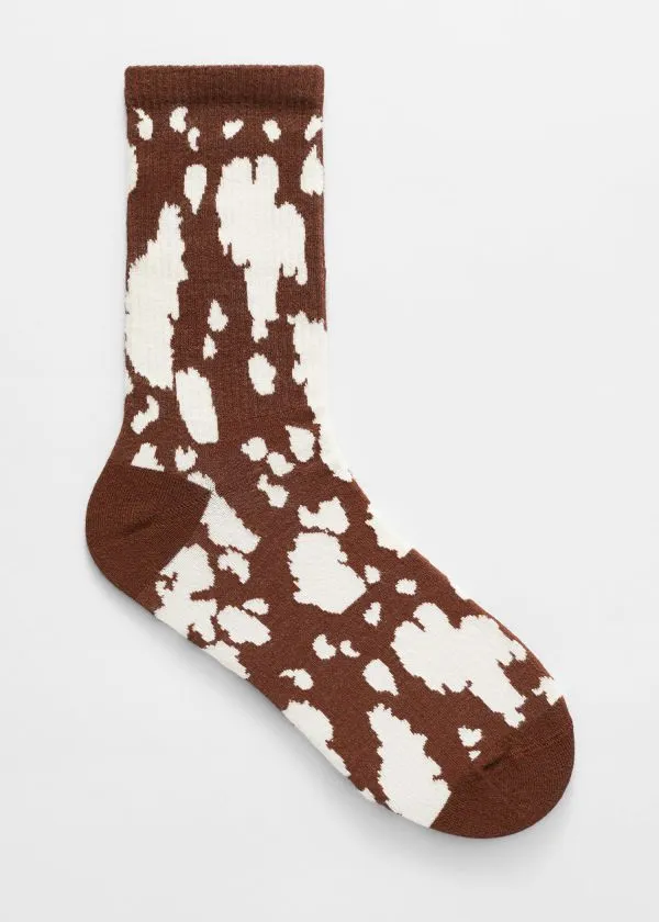 and Other Stories Cow Socks Brownandwhite Women Socks and Tights