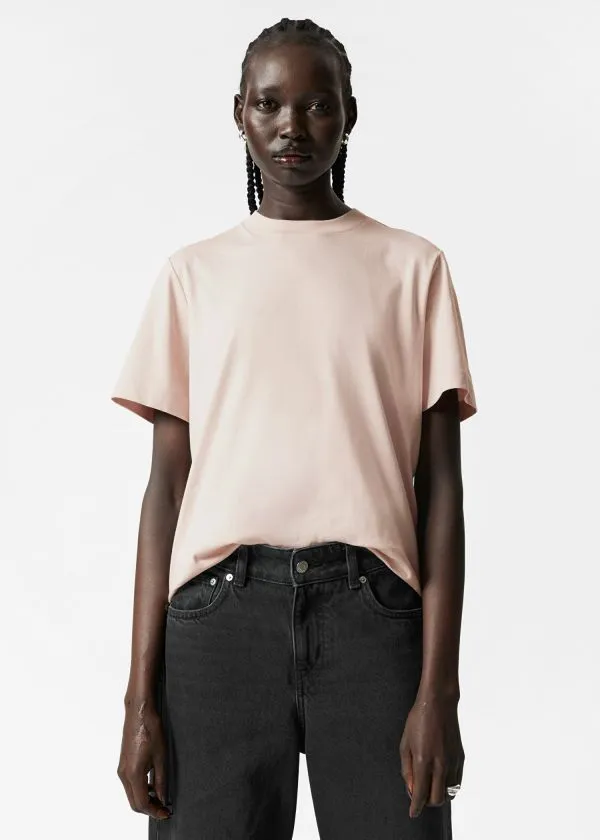 and Other Stories Crewneck TShirt Light Pink Women Tops and Tshirts