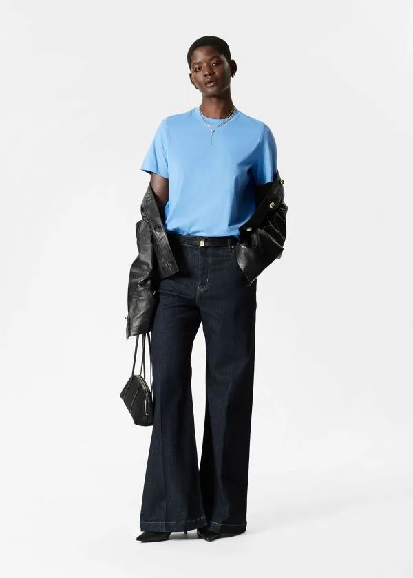 and Other Stories Crewneck TShirt Mid Blue Women Tops and Tshirts