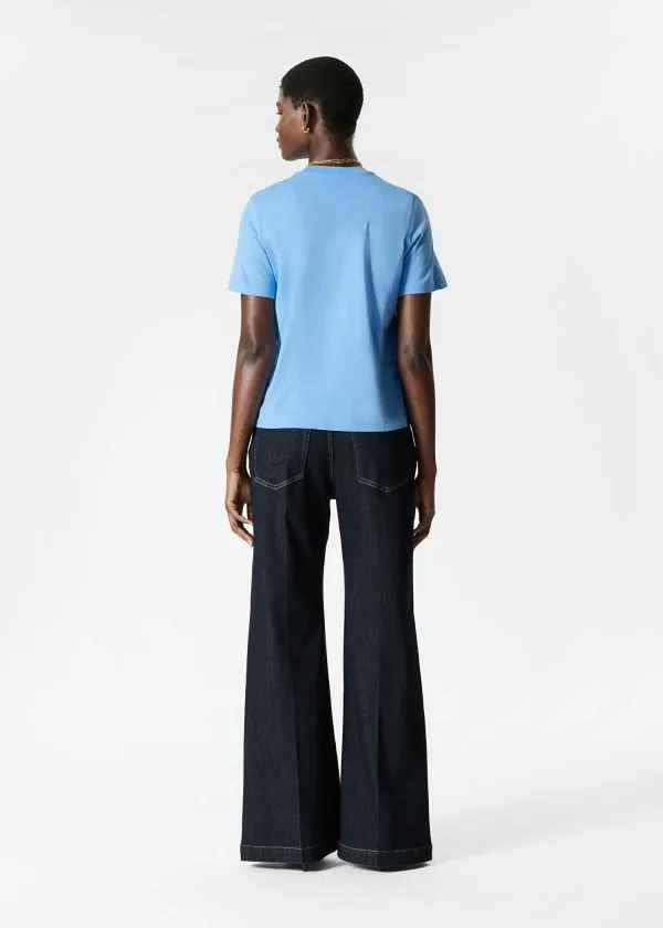 and Other Stories Crewneck TShirt Mid Blue Women Tops and Tshirts