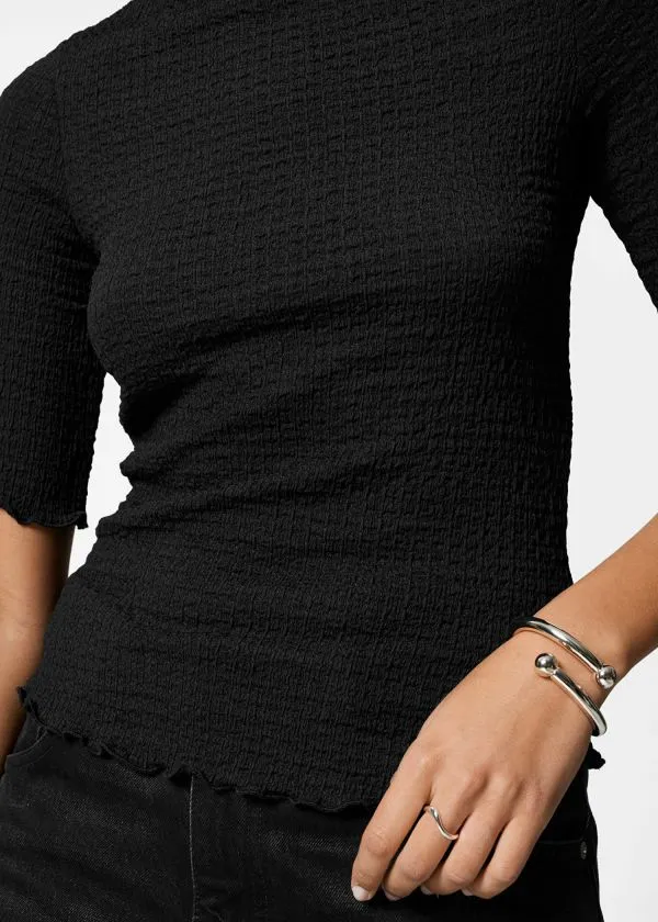 and Other Stories Crinkled LettuceEdge Top Black Women Tops and Tshirts