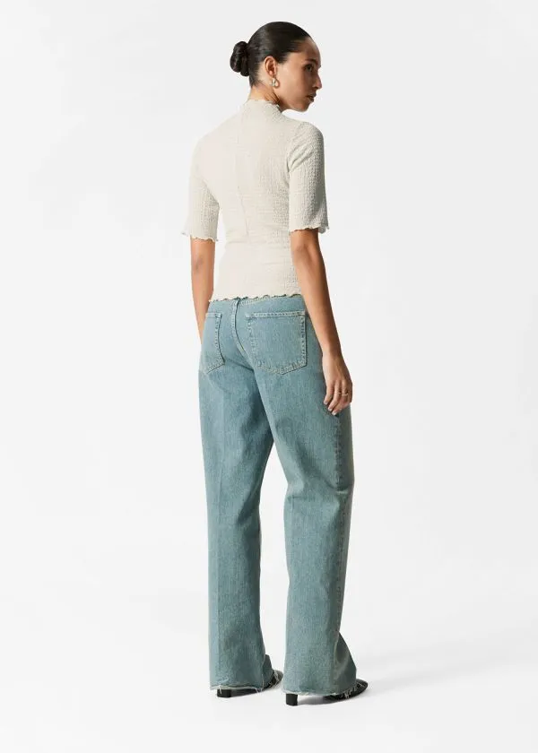 and Other Stories Crinkled LettuceEdge Top Ivory Women Tops and Tshirts