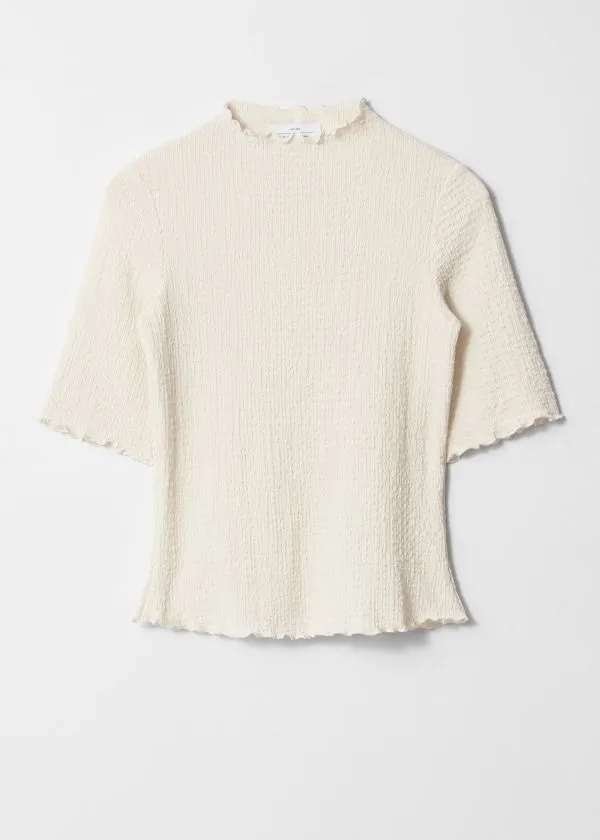 and Other Stories Crinkled LettuceEdge Top Ivory Women Tops and Tshirts