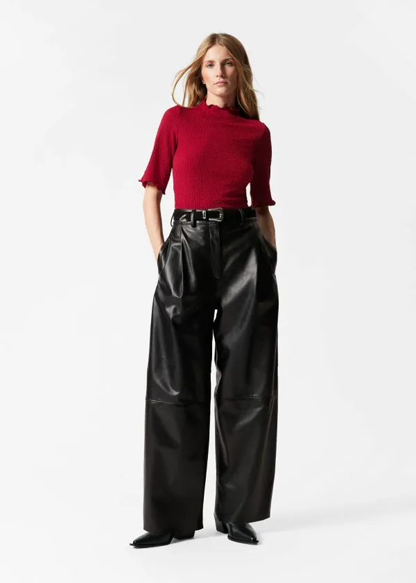 and Other Stories Crinkled LettuceEdge Top Red Women Tops and Tshirts