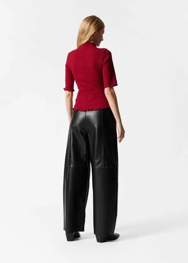 and Other Stories Crinkled LettuceEdge Top Red Women Tops and Tshirts