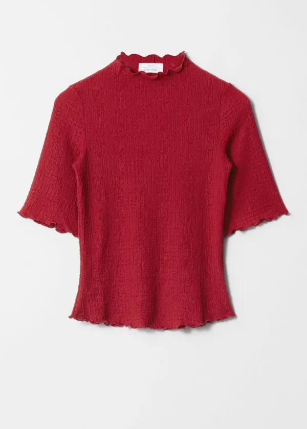 and Other Stories Crinkled LettuceEdge Top Red Women Tops and Tshirts