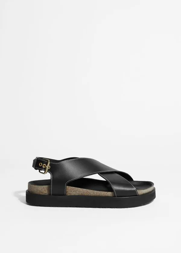 and Other Stories CrissCross Leather Sandals Black Women Sandals