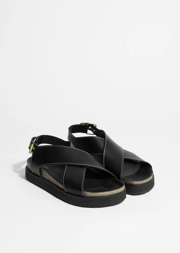 and Other Stories CrissCross Leather Sandals Black Women Sandals