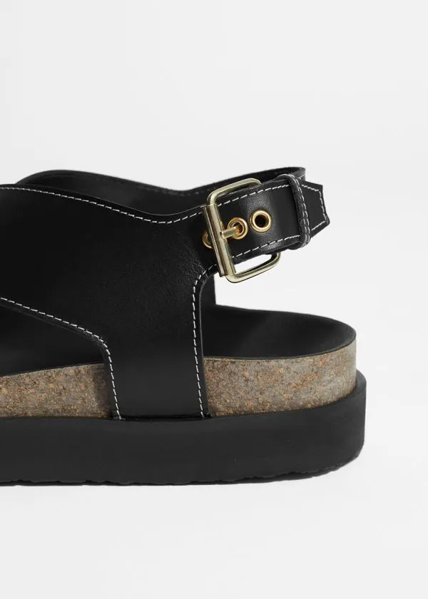 and Other Stories CrissCross Leather Sandals Black Women Sandals