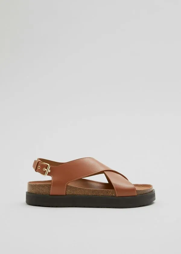 and Other Stories CrissCross Leather Sandals Cognac Women Sandals