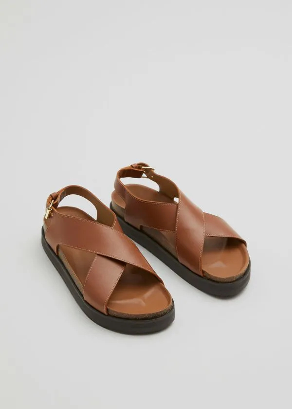 and Other Stories CrissCross Leather Sandals Cognac Women Sandals