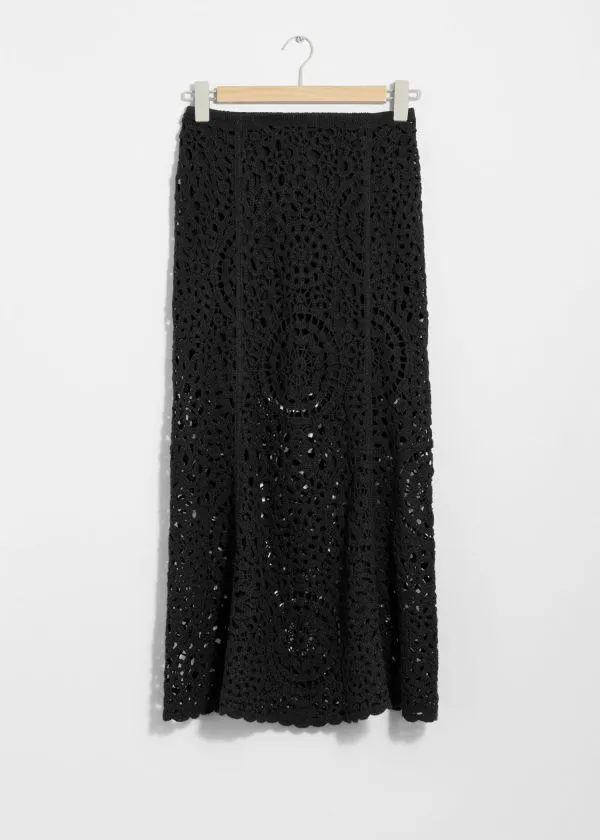 and Other Stories Crocheted Midi Skirt Black Women Sets and Suits