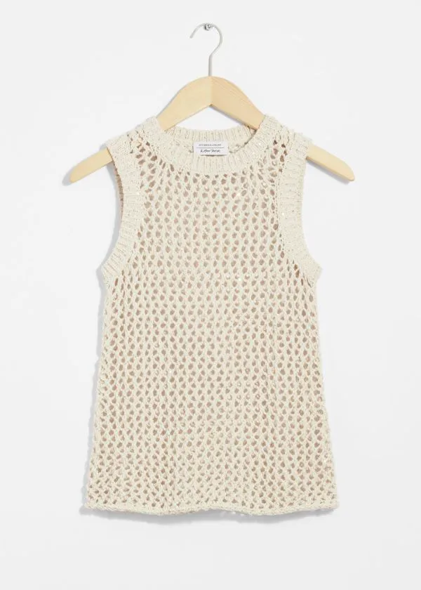 and Other Stories Crocheted Tank Top White Women Knitwear
