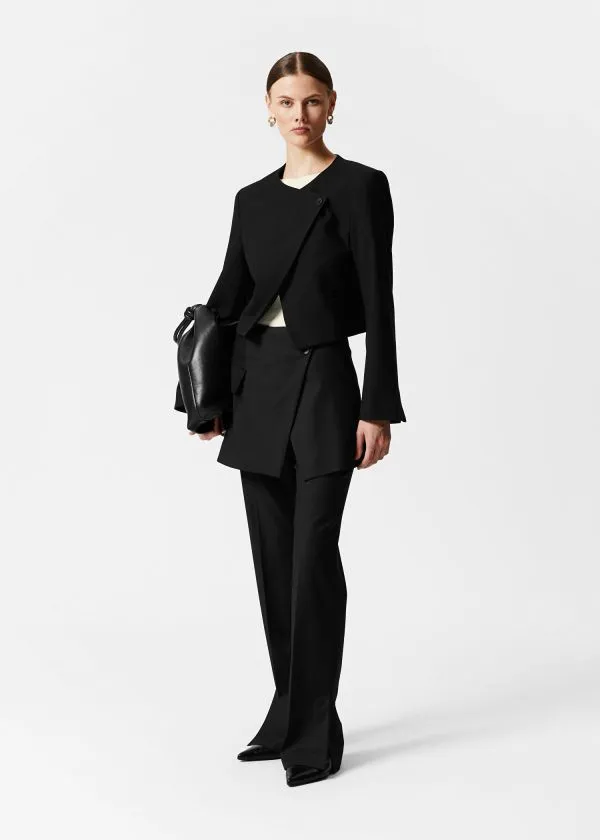 and Other Stories Cropped Collarless Blazer Black Women Jackets and Coats