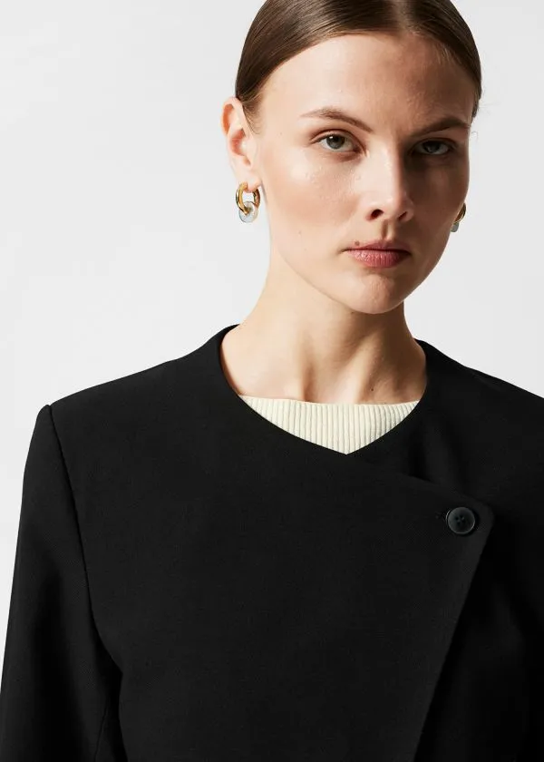 and Other Stories Cropped Collarless Blazer Black Women Jackets and Coats