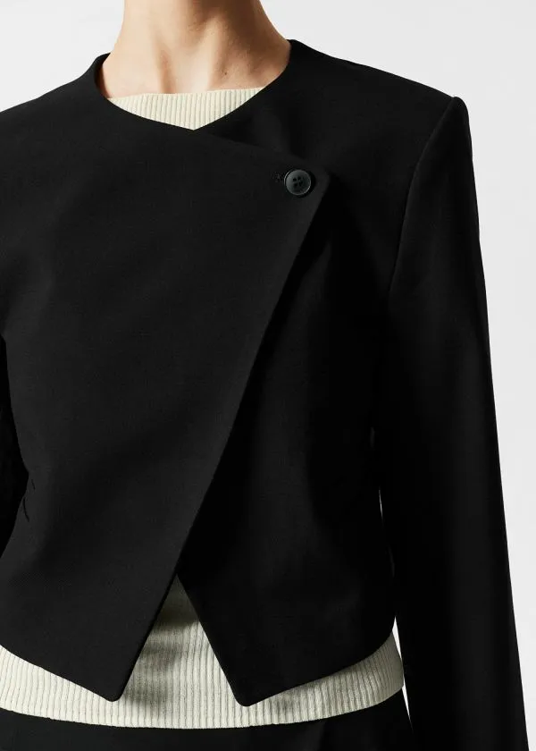 and Other Stories Cropped Collarless Blazer Black Women Jackets and Coats