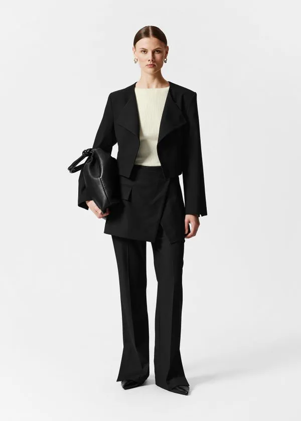 and Other Stories Cropped Collarless Blazer Black Women Jackets and Coats