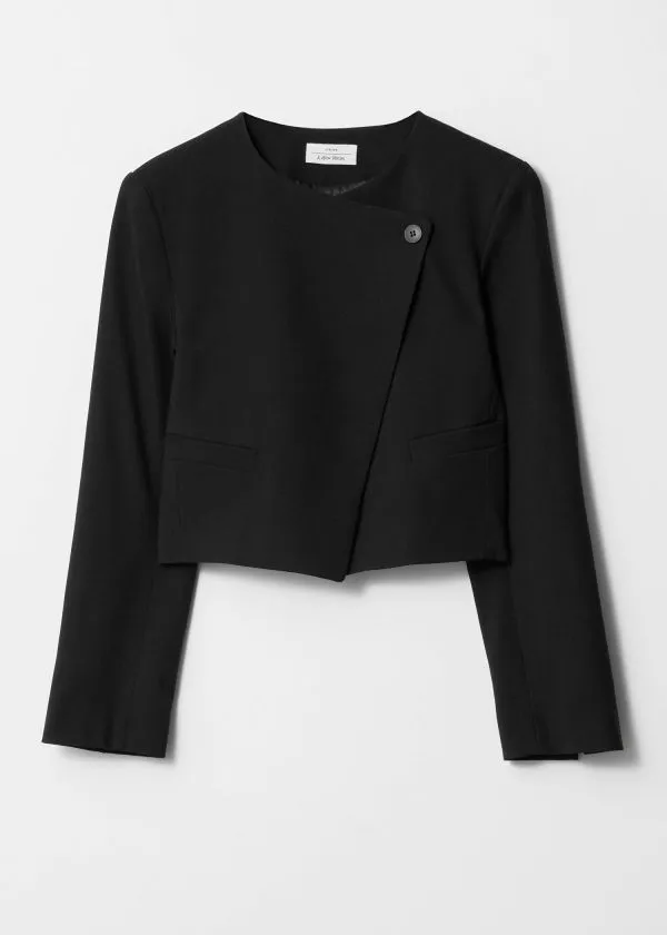 and Other Stories Cropped Collarless Blazer Black Women Jackets and Coats