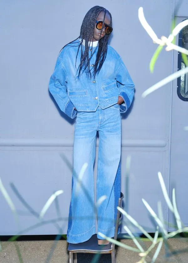 and Other Stories Cropped Denim Jacket Mid Blue Women Jackets and Coats