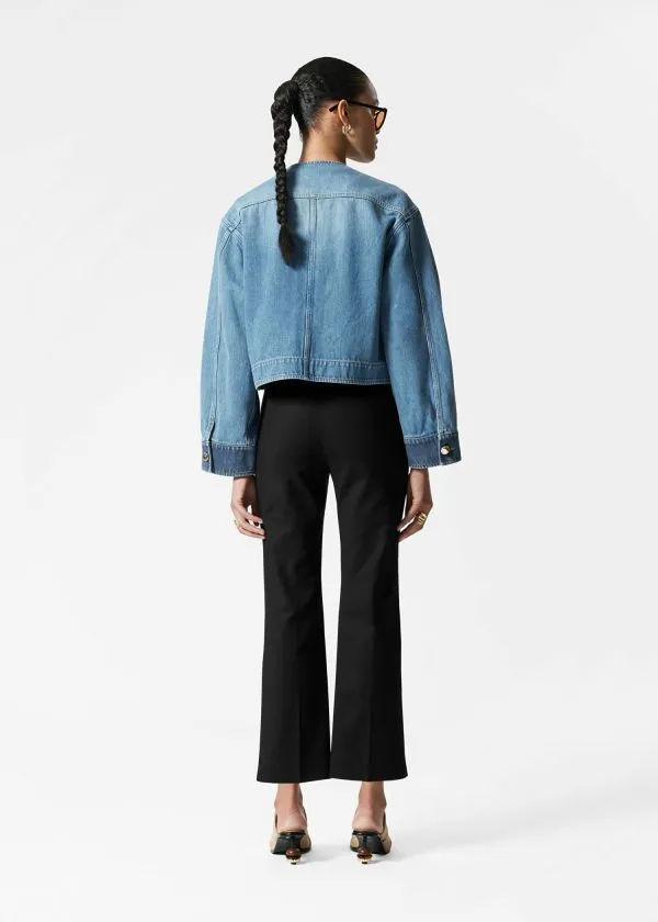 and Other Stories Cropped Denim Jacket Mid Blue Women Jackets and Coats