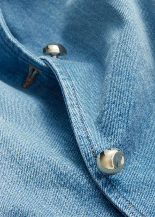 and Other Stories Cropped Denim Jacket Mid Blue Women Jackets and Coats