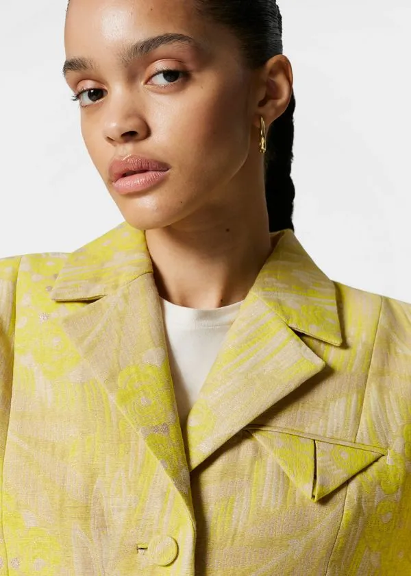 and Other Stories Cropped Jacquard Jacket Yellow Women Jackets and Coats