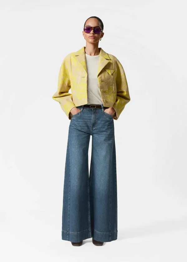 and Other Stories Cropped Jacquard Jacket Yellow Women Jackets and Coats