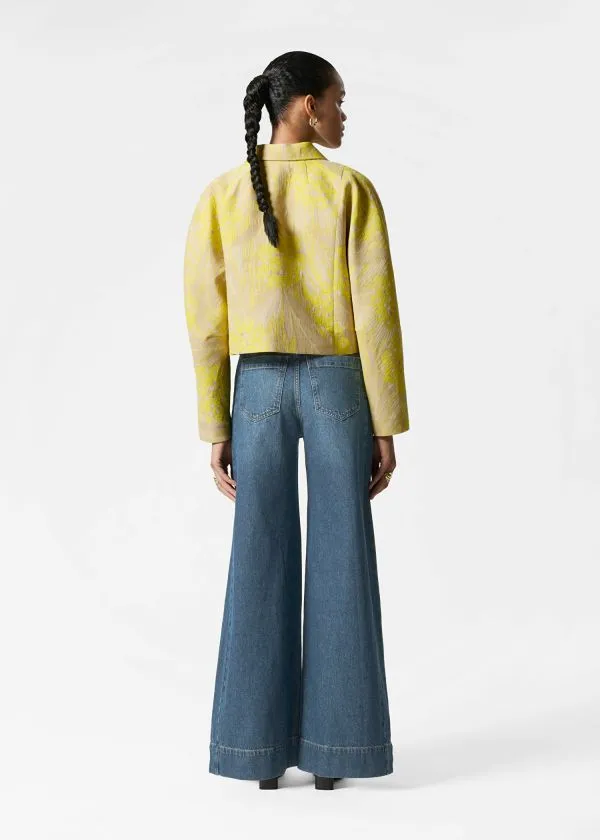and Other Stories Cropped Jacquard Jacket Yellow Women Jackets and Coats