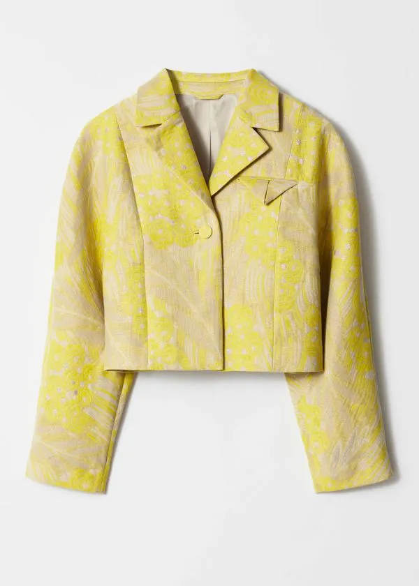 and Other Stories Cropped Jacquard Jacket Yellow Women Jackets and Coats