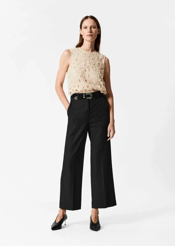 and Other Stories Cropped Tailored Trousers Black Women Trousers
