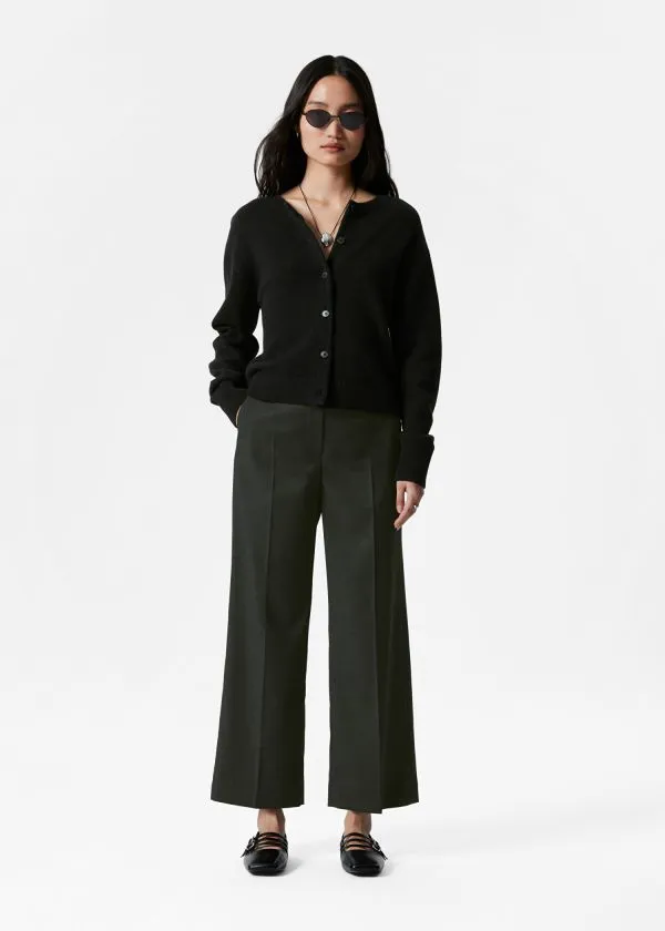 and Other Stories Cropped Tailored Trousers Grey Women Trousers