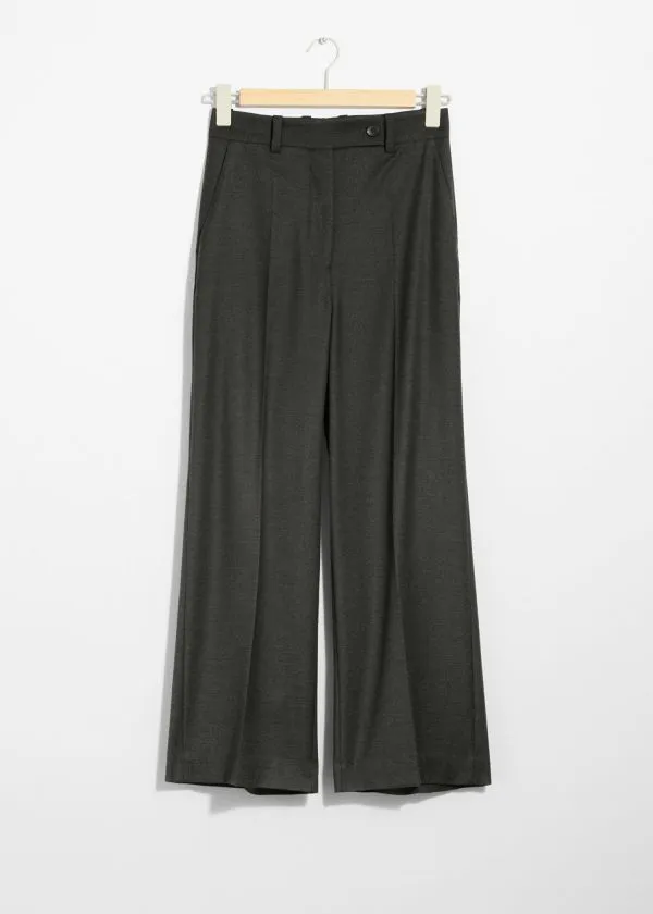 and Other Stories Cropped Tailored Trousers Grey Women Trousers