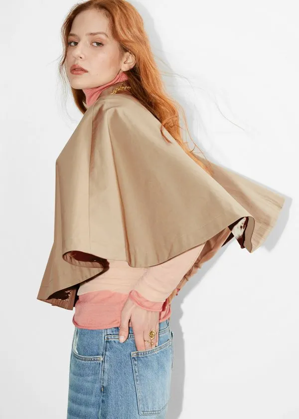 and Other Stories Cropped Trench Cape Beige Women Scarves