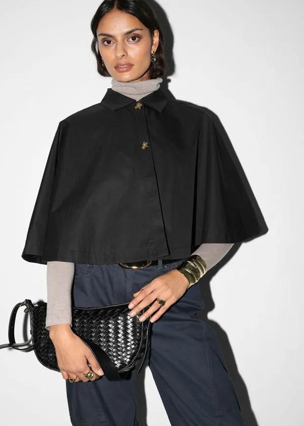 and Other Stories Cropped Trench Cape Black Women Scarves