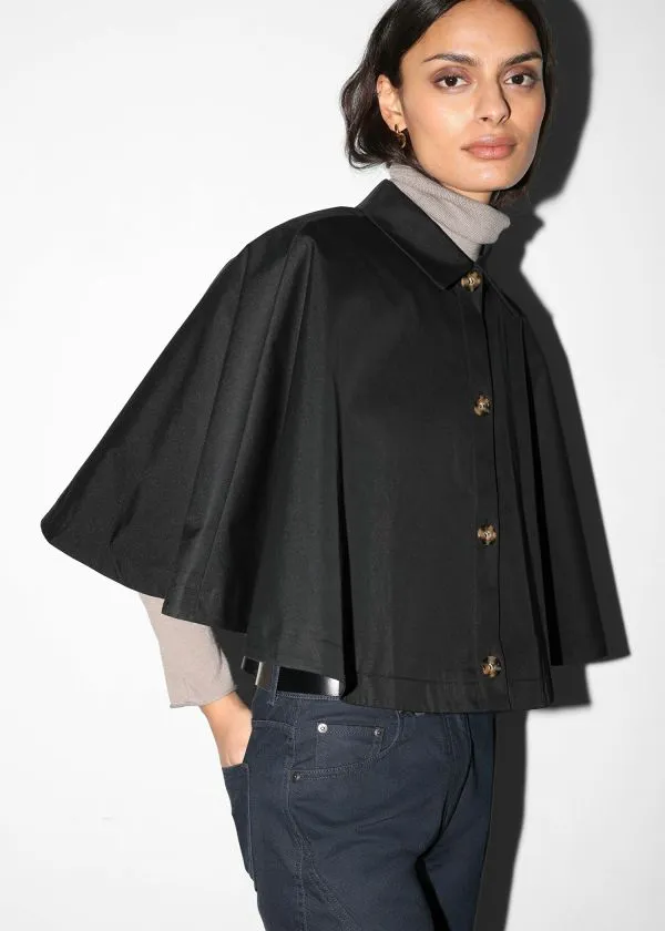 and Other Stories Cropped Trench Cape Black Women Scarves