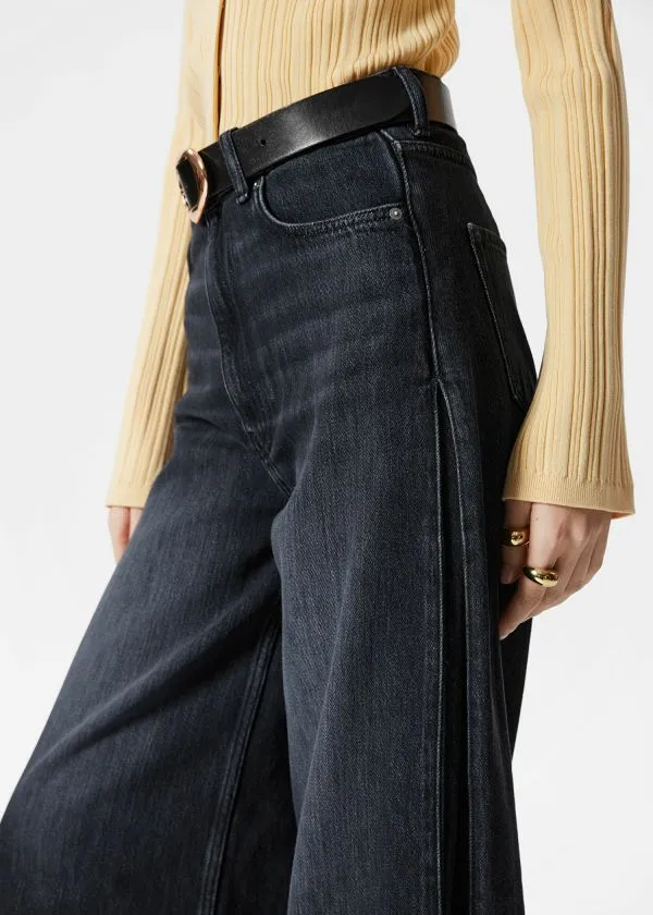 and Other Stories Cropped WideLeg Jeans Black Women Jeans