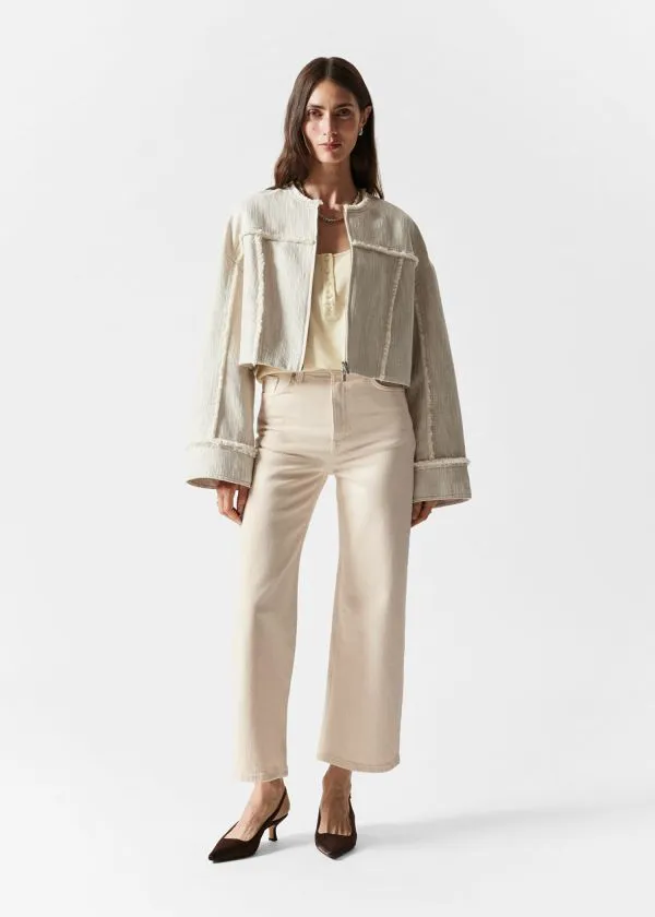 and Other Stories Cropped WideLeg Jeans Light Beige Women Jeans