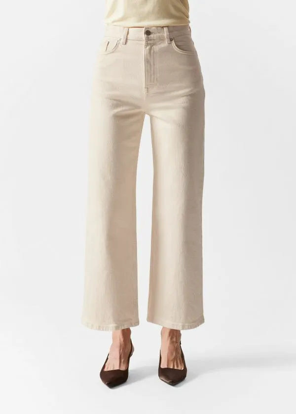 and Other Stories Cropped WideLeg Jeans Light Beige Women Jeans