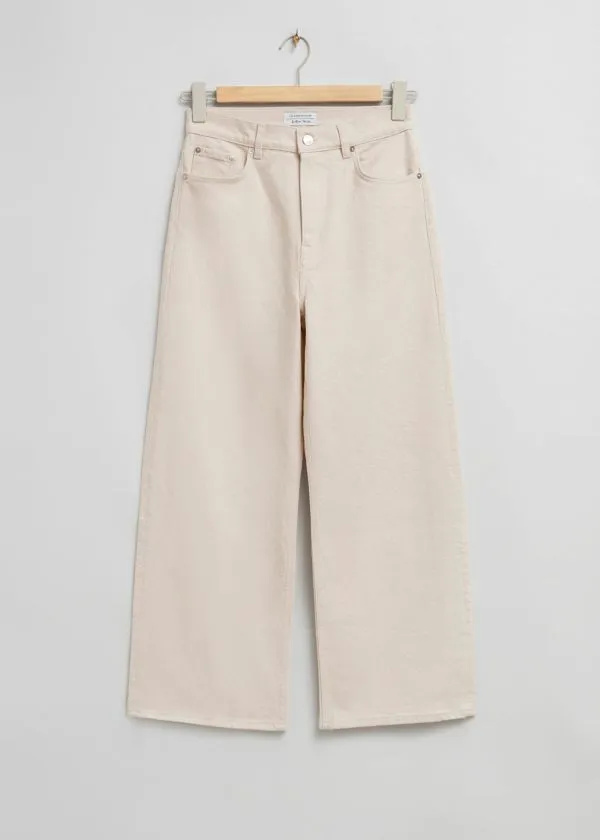 and Other Stories Cropped WideLeg Jeans Light Beige Women Jeans