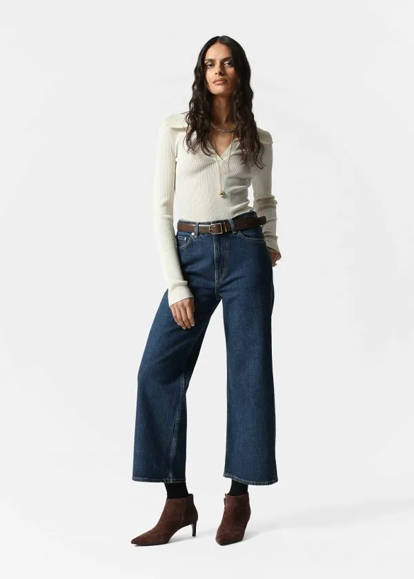 and Other Stories Cropped WideLeg Jeans Mid Blue Women Jeans