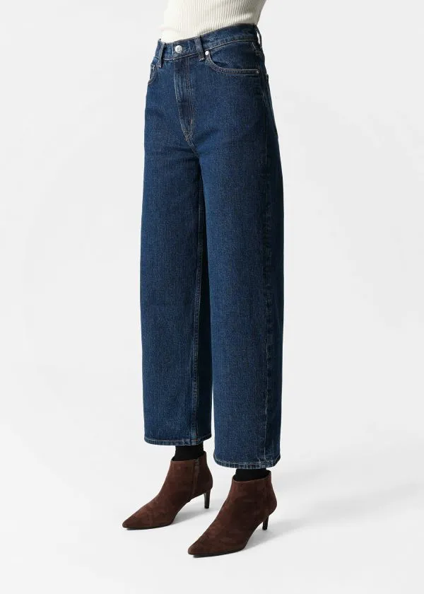 and Other Stories Cropped WideLeg Jeans Mid Blue Women Jeans