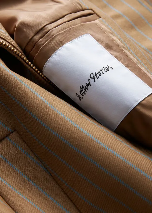 and Other Stories Cropped Wool Jacket Beige Pinstripe Women Jackets and Coats