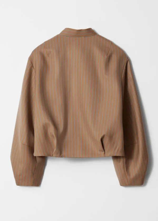 and Other Stories Cropped Wool Jacket Beige Pinstripe Women Jackets and Coats