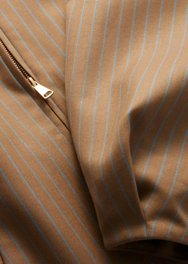 and Other Stories Cropped Wool Jacket Beige Pinstripe Women Jackets and Coats