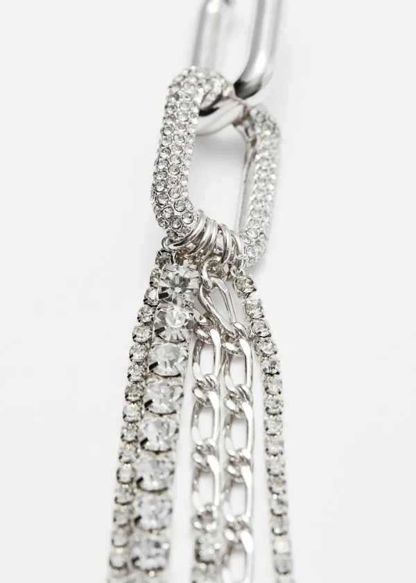 and Other Stories Crystal Chain Earrings Silver Women Earrings