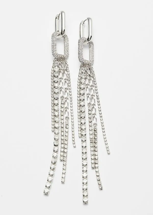 and Other Stories Crystal Chain Earrings Silver Women Earrings