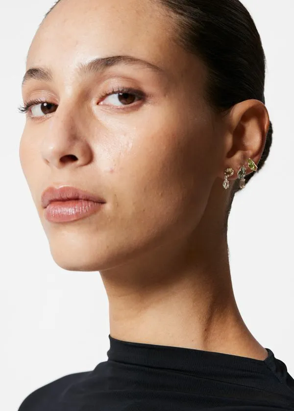 and Other Stories Crystal Earrings Set Emerald Green Women Earrings