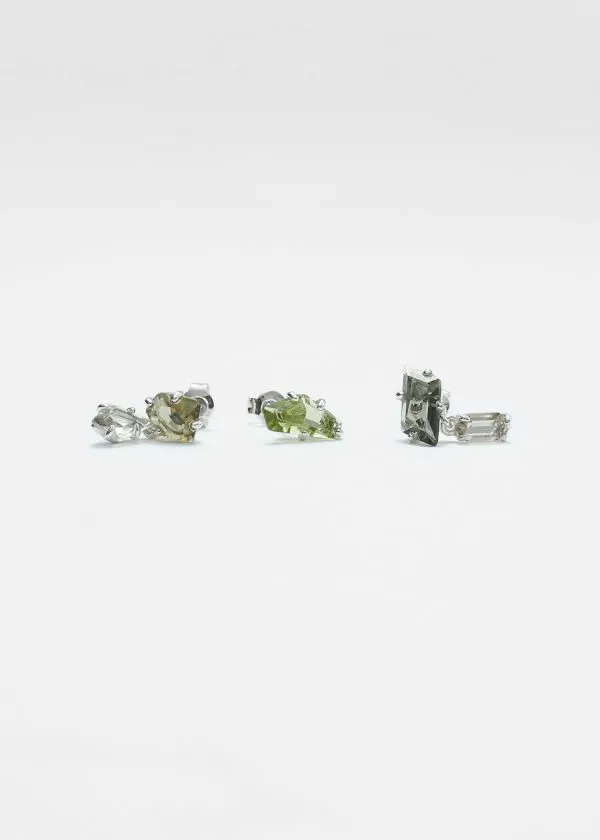 and Other Stories Crystal Earrings Set Emerald Green Women Earrings
